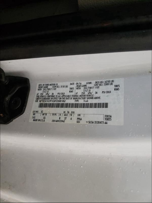 2016 FORD F150 SUPER 1FTEX1CP1GFD58182