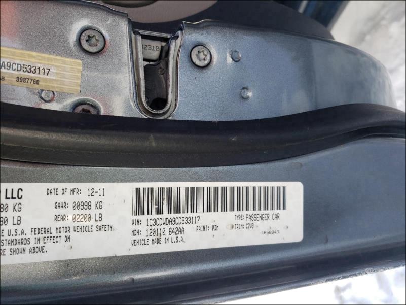2012 DODGE CALIBER SX 1C3CDWDA9CD533117