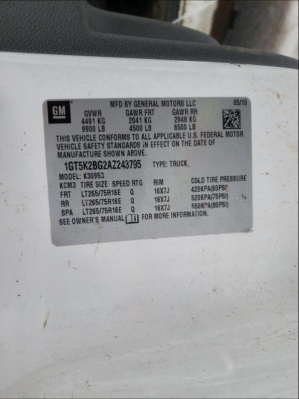 2010 GMC SIERRA K35 1GT5K2BG2AZ243795