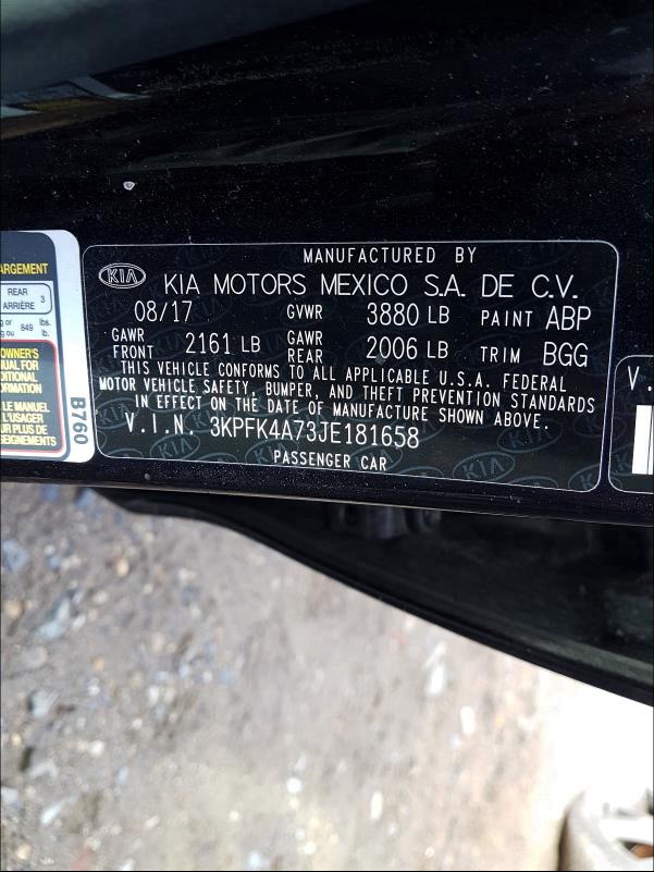 2018 KIA FORTE 3KPFK4A73JE181658