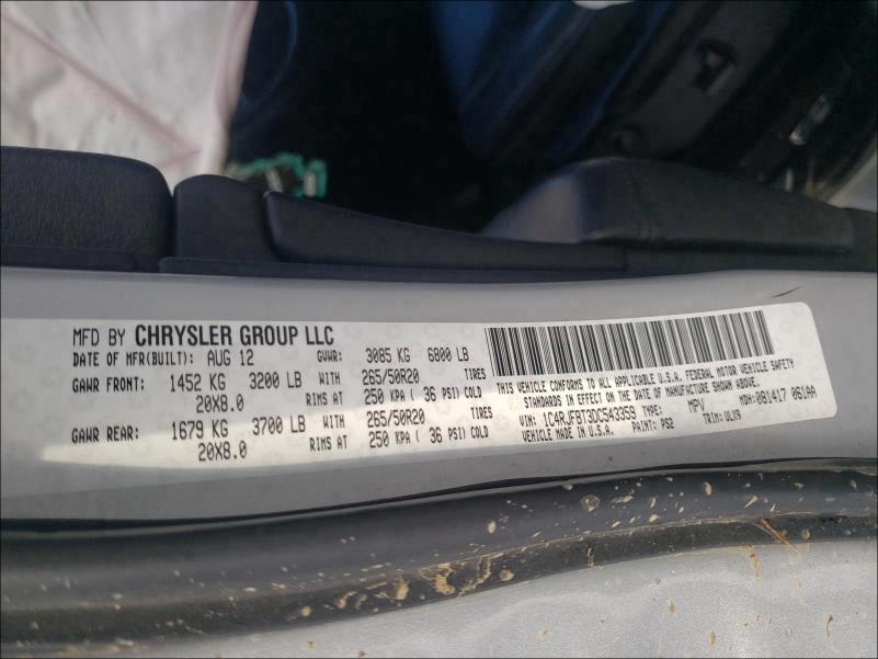 2013 JEEP GRAND CHER 1C4RJFBT3DC543359