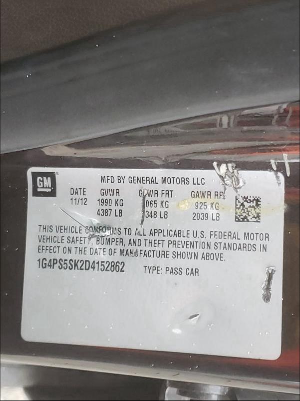 2013 BUICK VERANO 1G4PS5SK2D4152862