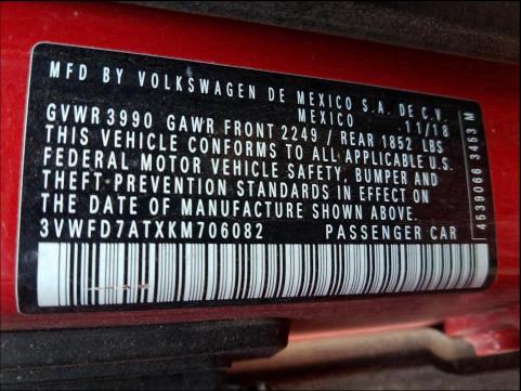 2019 VOLKSWAGEN BEETLE S 3VWFD7ATXKM706082