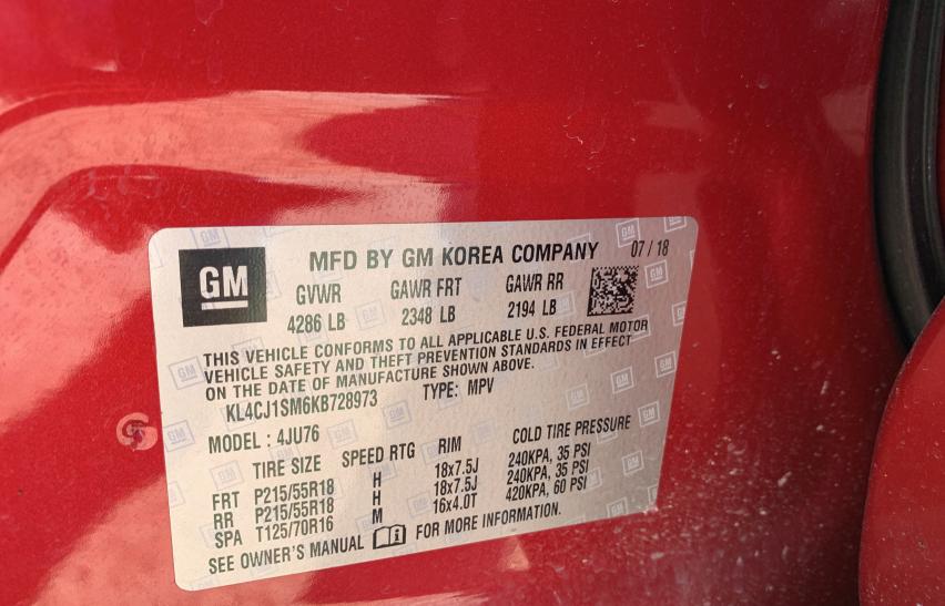 2019 BUICK ENCORE SPO KL4CJ1SM6KB728973
