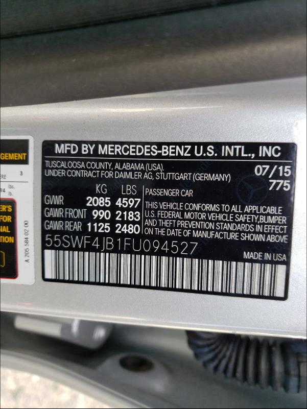 2015 MERCEDES-BENZ C 300 55SWF4JB1FU094527