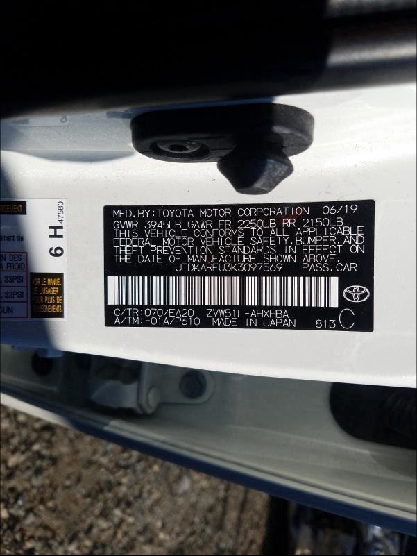 2019 TOYOTA PRIUS - JTDKARFU3K3097569