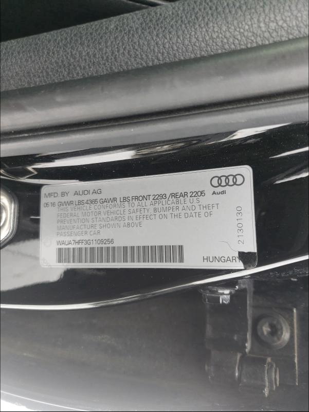 2016 AUDI A3 PREMIUM WAUA7HFF3G1109256