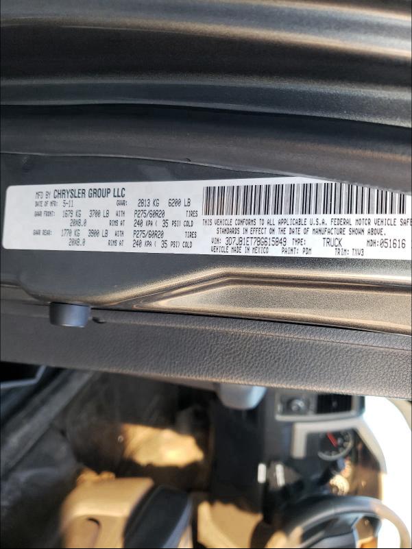 2011 DODGE RAM 1500 - 3D7JB1ET7BG615849