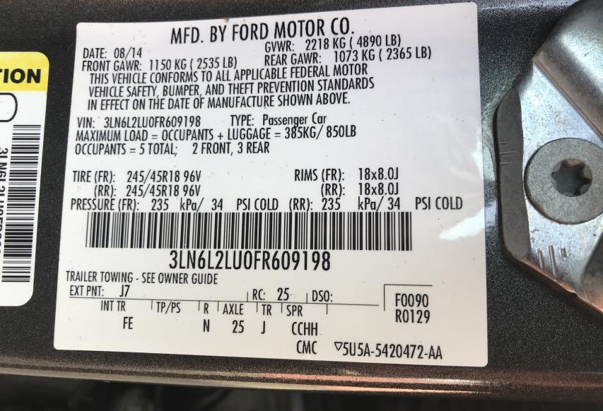 2015 LINCOLN MKZ HYBRID - 3LN6L2LU0FR609198