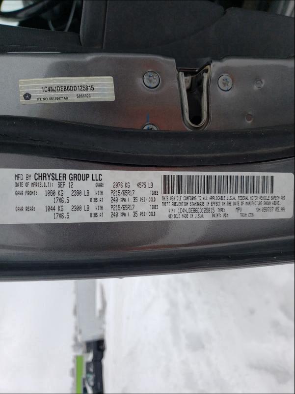 2013 JEEP COMPASS LA 1C4NJDEB6DD125815