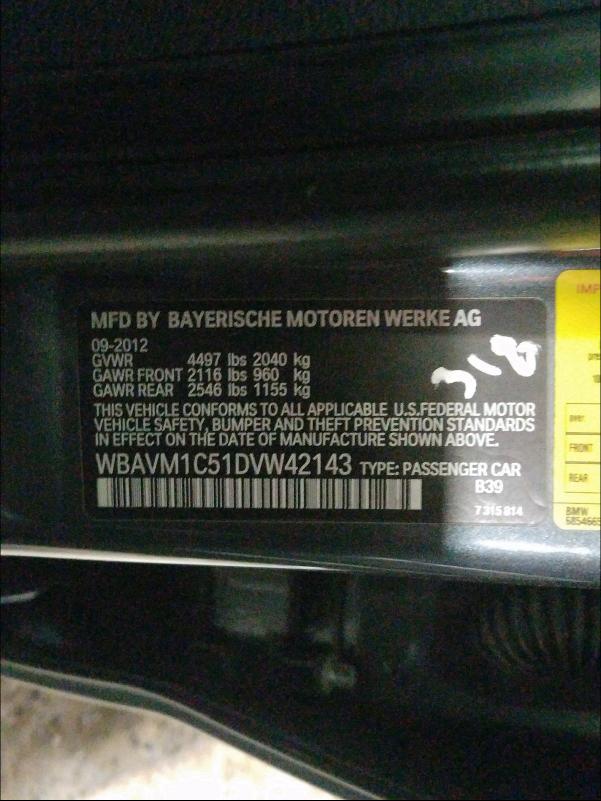 2013 BMW X1 SDRIVE2 WBAVM1C51DVW42143