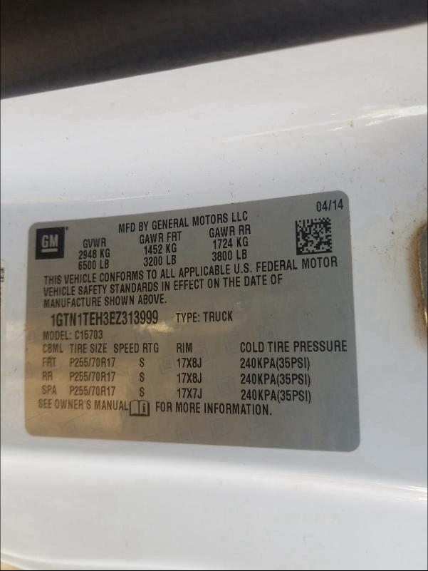 2014 GMC SIERRA C15 - 1GTN1TEH3EZ313999