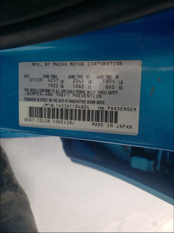 2010 MAZDA SPEED 3 JM1BL1H33A1184804