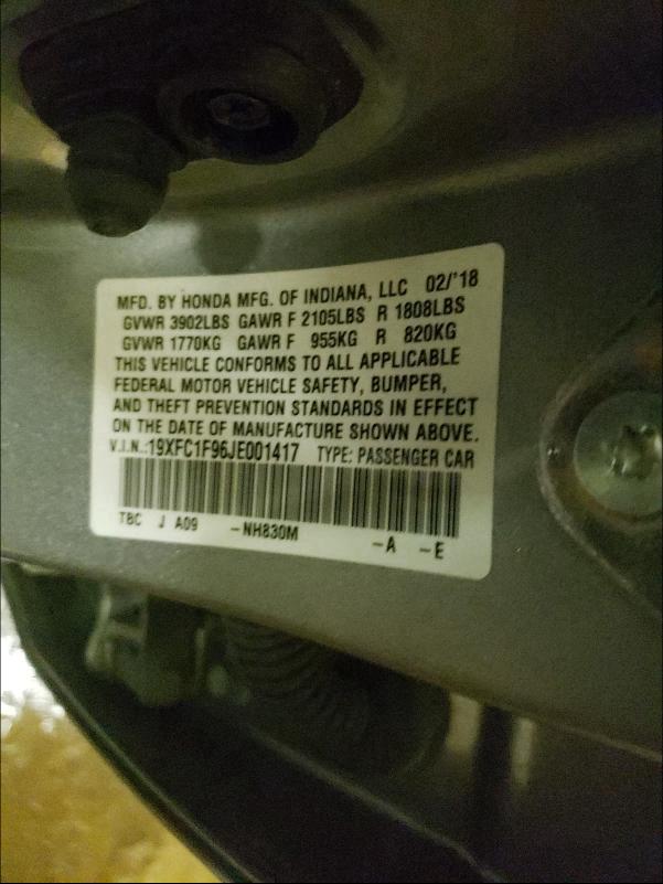 2018 HONDA CIVIC TOUR 19XFC1F96JE001417