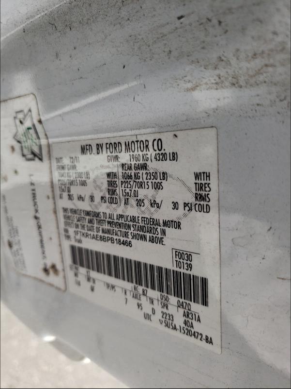 2011 FORD RANGER 1FTKR1AE8BPB18466