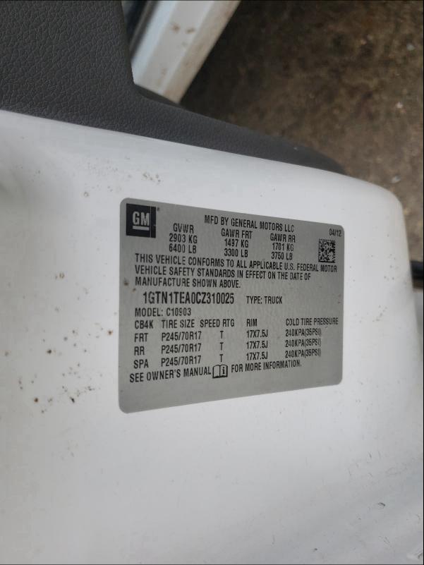 2012 GMC PICKUP 1GTN1TEA0CZ310025