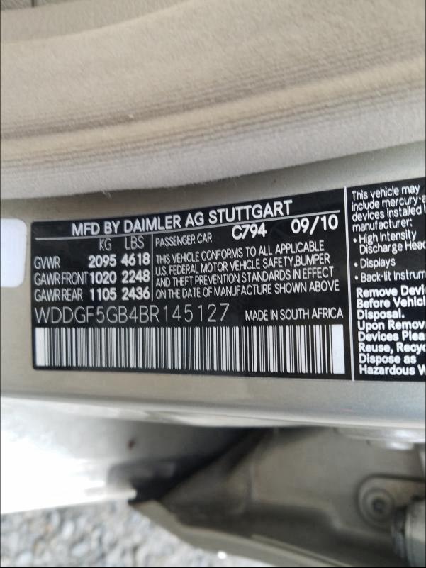 2011 MERCEDES-BENZ C 350 WDDGF5GB4BR145127