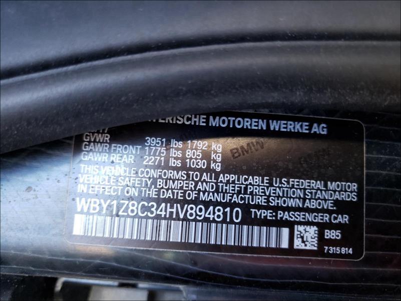 2017 BMW I3 REX WBY1Z8C34HV894810