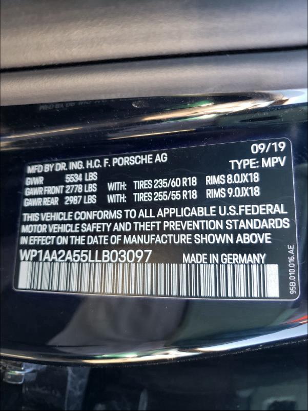 2020 PORSCHE MACAN - WP1AA2A55LLB03097