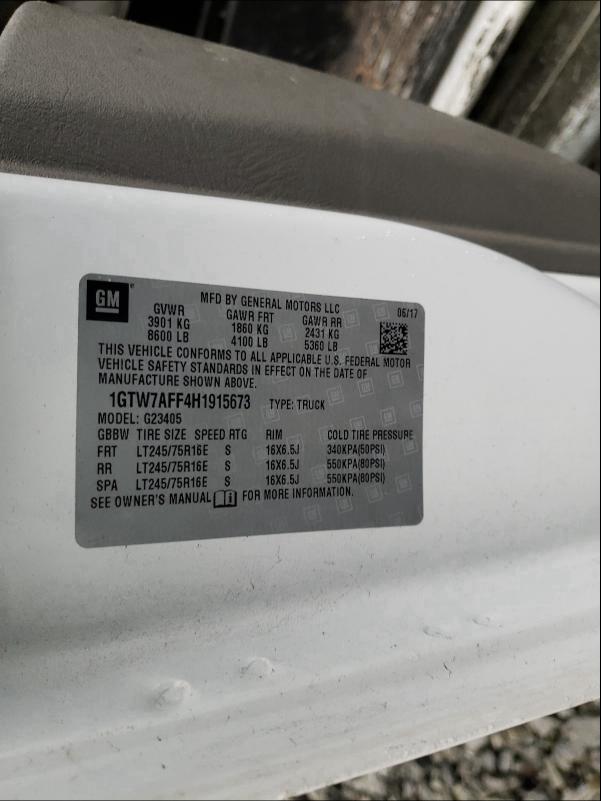 2017 GMC SAVANA G25 1GTW7AFF4H1915673