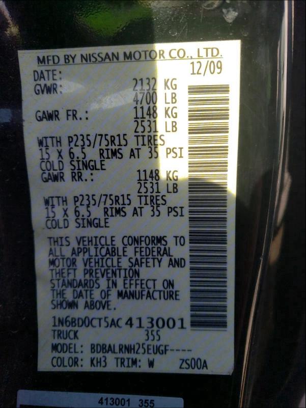 2010 NISSAN FRONTIER K 1N6BD0CT5AC413001