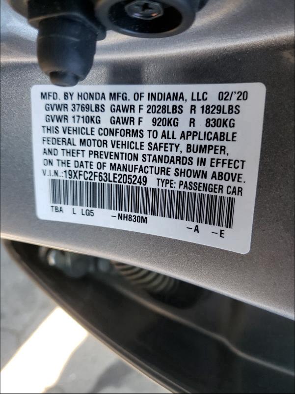 2020 HONDA CIVIC LX - 19XFC2F63LE205249