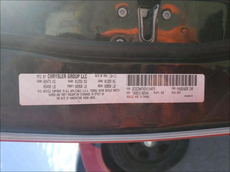 2012 DODGE CHARGER PO 2C3CDXATXCH154075
