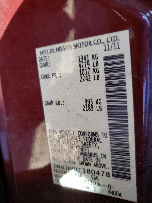 2012 NISSAN ALTIMA 1N4AL2AP2CC180478
