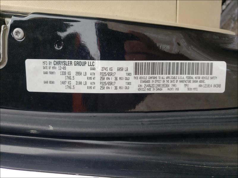 2010 VOLKSWAGEN ROUTAN 2V4RW3D12AR195364