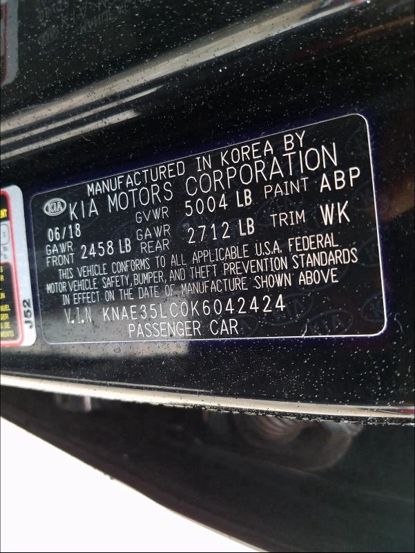 2019 KIA STINGER GT KNAE35LC0K6042424