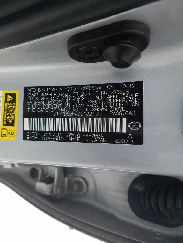 2013 LEXUS CT 200 JTHKD5BH4D2132135