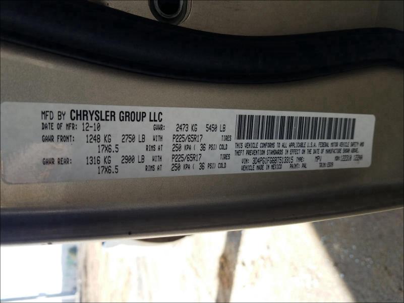 2011 DODGE JOURNEY MA 3D4PG1FG6BT513315