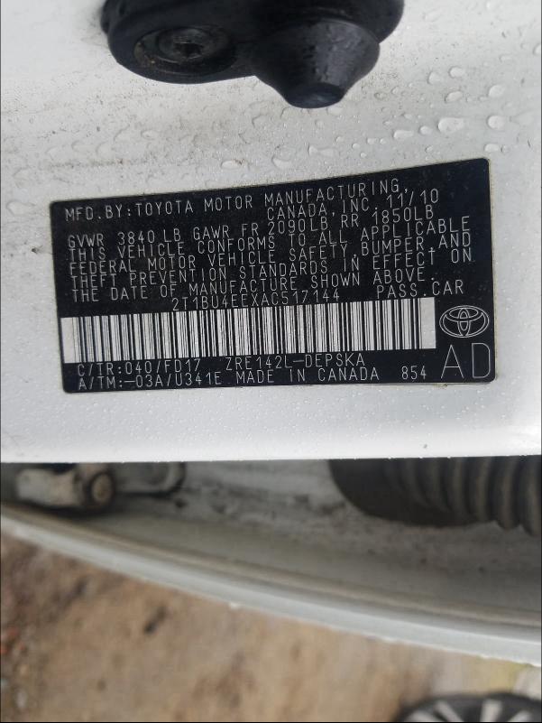 2010 TOYOTA CORROLA 2T1BU4EEXAC517144