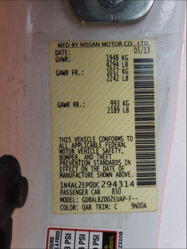 2013 NISSAN ALTIMA S - 1N4AL2EP0DC294314