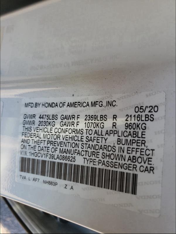 2020 HONDA ACCORD SPO - 1HGCV1F39LA086625