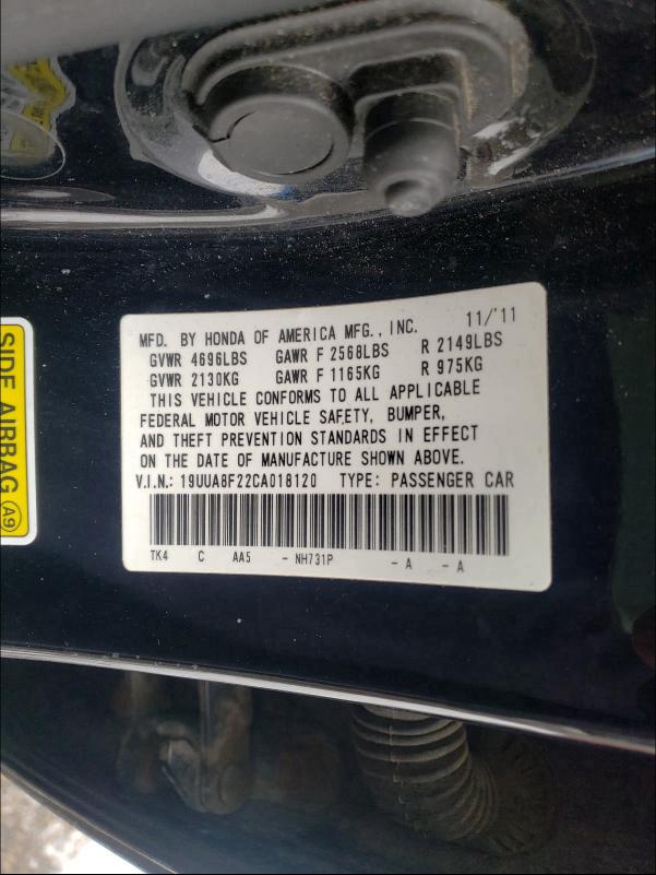 2012 ACURA TL 19UUA8F22CA018120