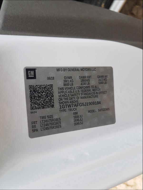 2018 GMC SAVANA G25 1GTW7AFG5J1909184
