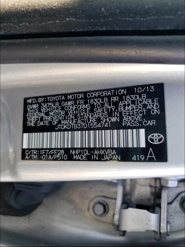 2013 TOYOTA PRIUS C - JTDKDTB37D1554741