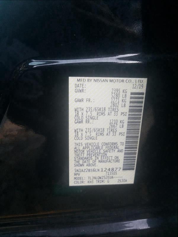 2020 NISSAN MURANO SV 5N1AZ2BS6LN124877