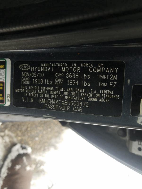 2011 HYUNDAI ACCENT GLS KMHCN4ACXBU609473