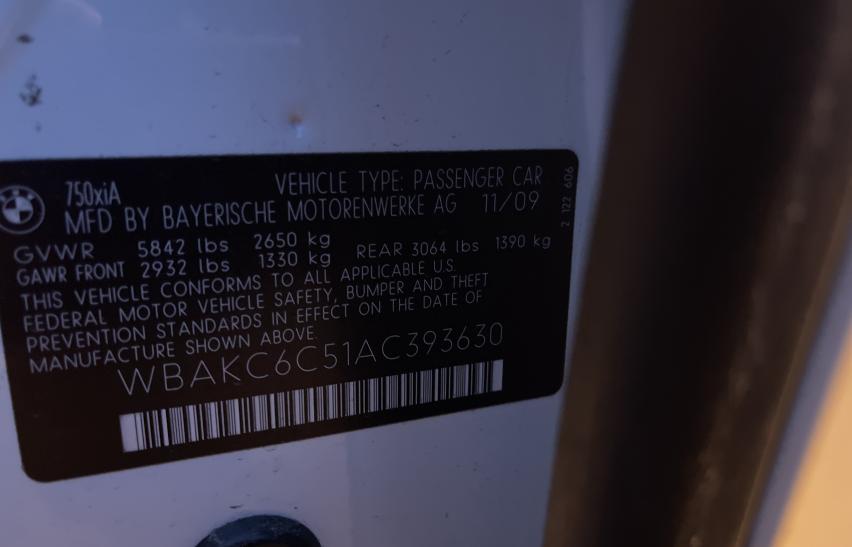 2010 BMW 750 I XDRI - WBAKC6C51AC393630