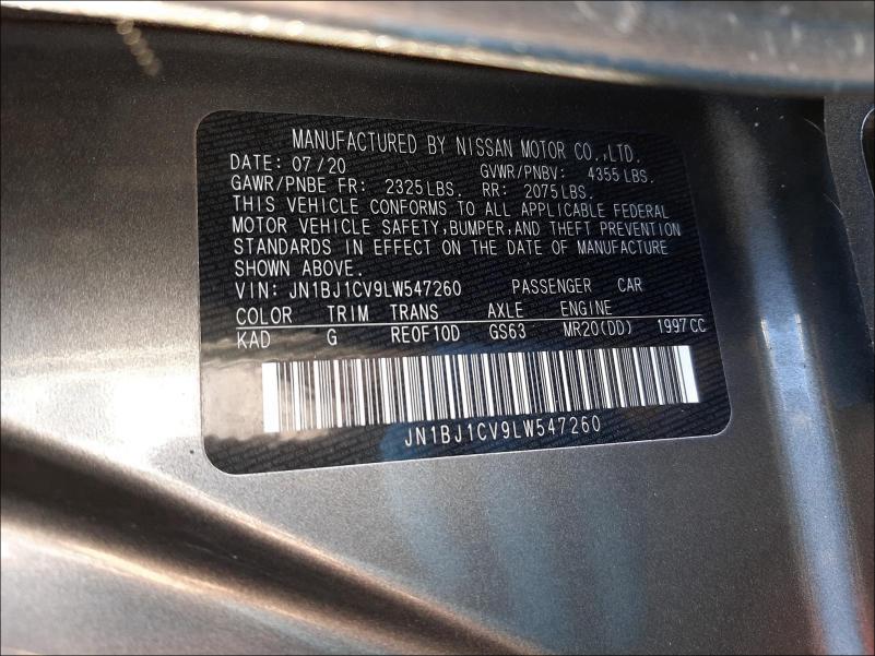 2020 NISSAN ROGUE SPOR JN1BJ1CV9LW547260
