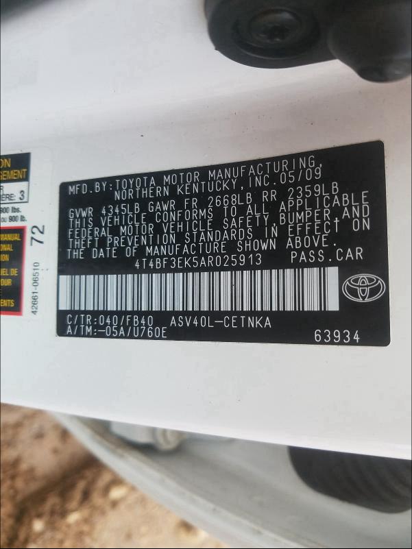 2010 TOYOTA CAMRY BASE 4T4BF3EK5AR025913