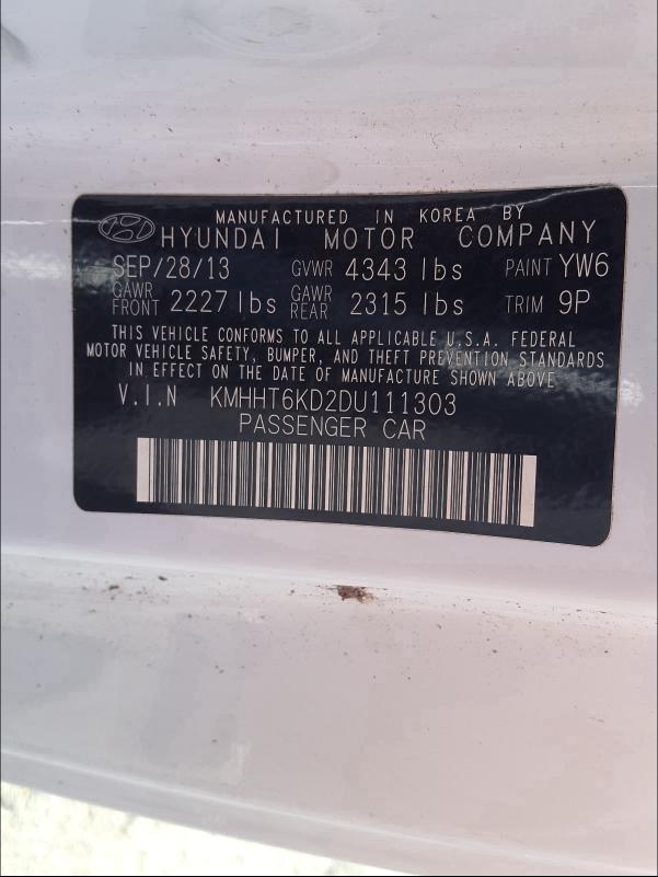 2013 HYUNDAI GENESIS CO - KMHHT6KD2DU111303