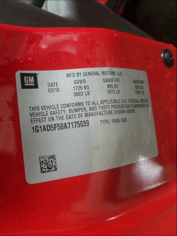 2010 CHEVROLET COBALT 1LT 1G1AD5F58A7175039