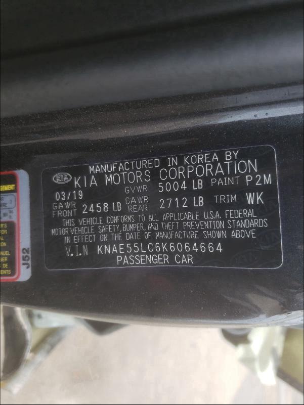 2019 KIA STINGER GT KNAE55LC6K6064664