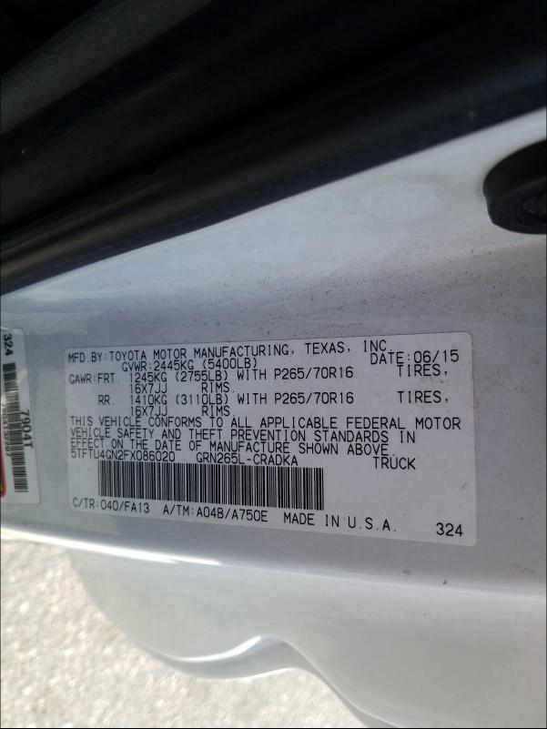 2015 TOYOTA TACOMA PRE - 5TFTU4GN2FX086020