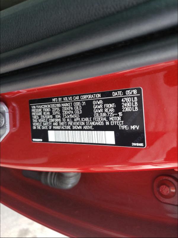 2019 VOLVO XC40 T4 MO YV4AC2HKXK2053189