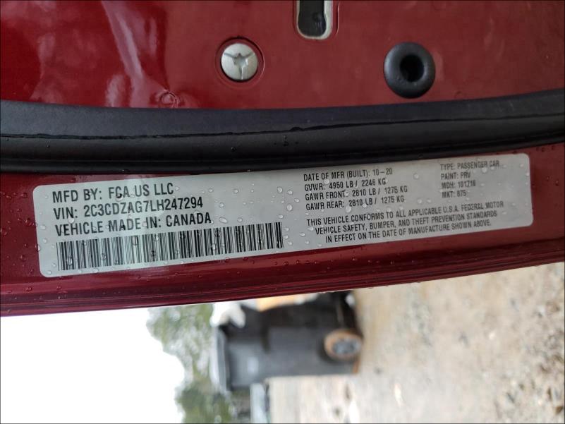 2020 DODGE CHALLENGER 2C3CDZAG7LH247294
