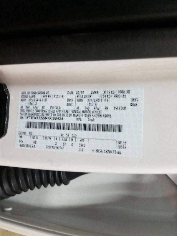 2019 FORD F150 SUPER 1FTEW1E55KKC86434